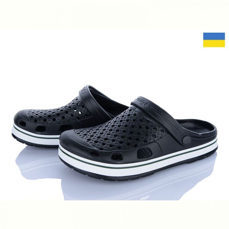 Купить Кроксы Golden Lion M51 чорний біл-полоска на obuv-plus.com.ua