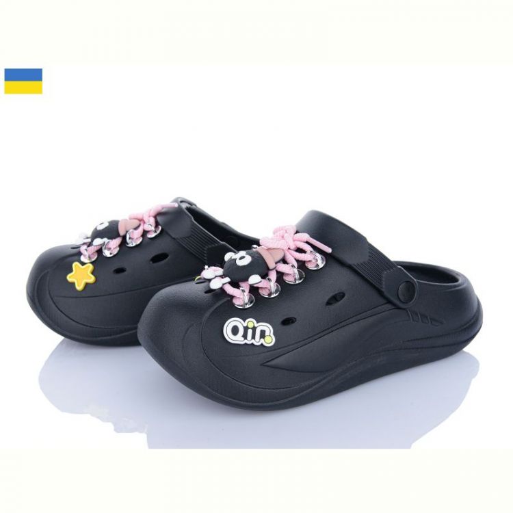 Купить Кроксы Progress 160 чорний-рожевий шн. на obuv-plus.com.ua