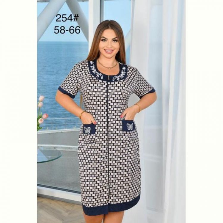 Купить Халат Brilliant 254 navy-beige на obuv-plus.com.ua