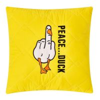 Купить Подушка декоративная 40х40 см Peace... Duck IDEIA боевой гусь с вышивкой антиаллергенная желтая на obuv-plus.com.ua