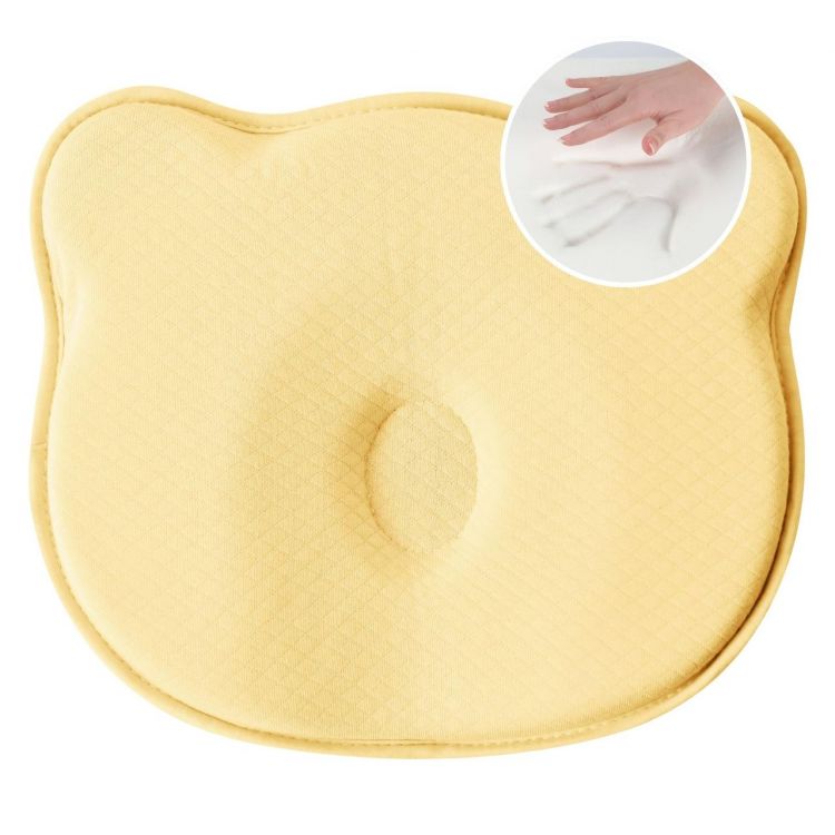 Купить Подушка ортопедическая детская BabyComfort PAPAELLA 27×22×3 см с эффектом памяти, в форме мишки желтая на obuv-plus.com.ua