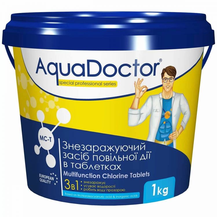 Купить Хімія для басейну AquaDoctor MC-T 1 кг 3 в 1 великі таблетки для басейну 200 г 015972 на obuv-plus.com.ua