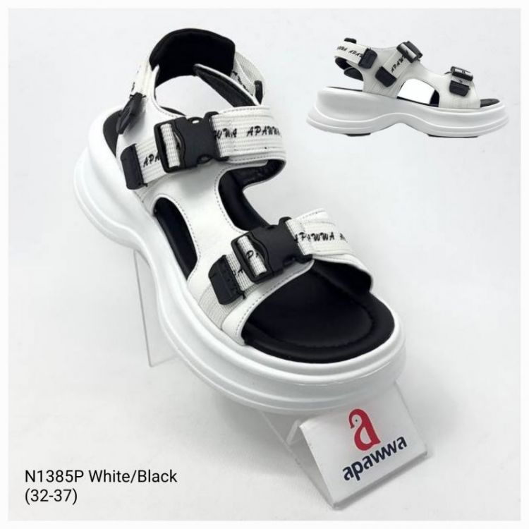 Купить Босоножки Apawwa ApB-N1385P white-black на obuv-plus.com.ua