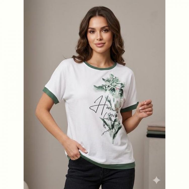 Купить Футболка Elena&Vika 25021 white-green на obuv-plus.com.ua