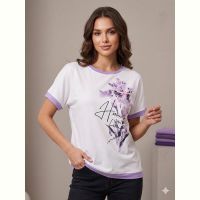 Купить Футболка Elena&Vika 25021 white-lilac на obuv-plus.com.ua
