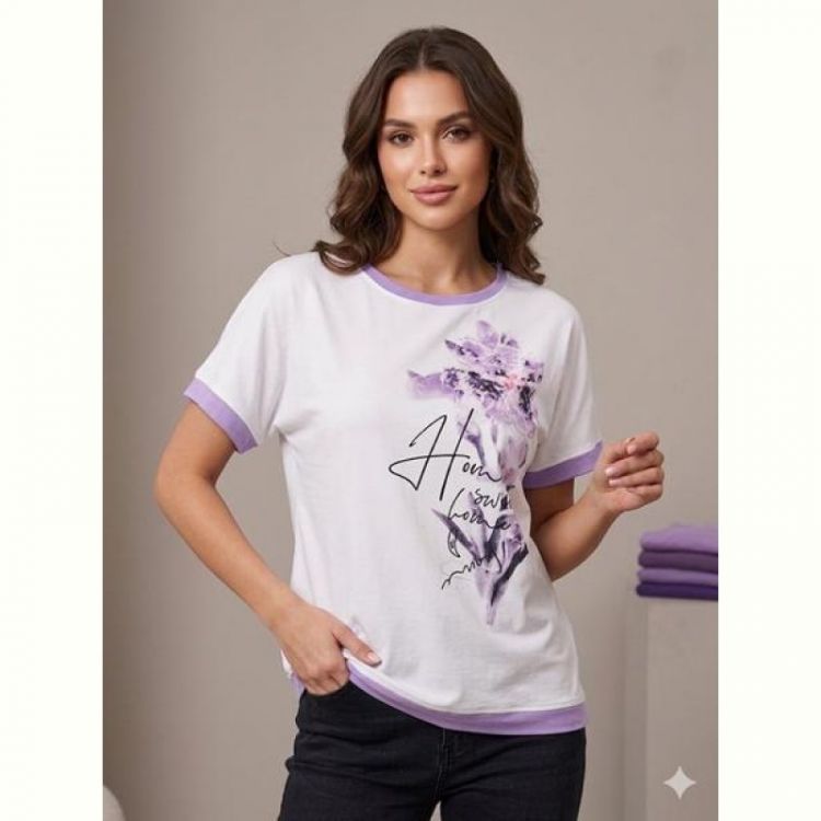 Купить Футболка Elena&Vika 25021 white-lilac на obuv-plus.com.ua