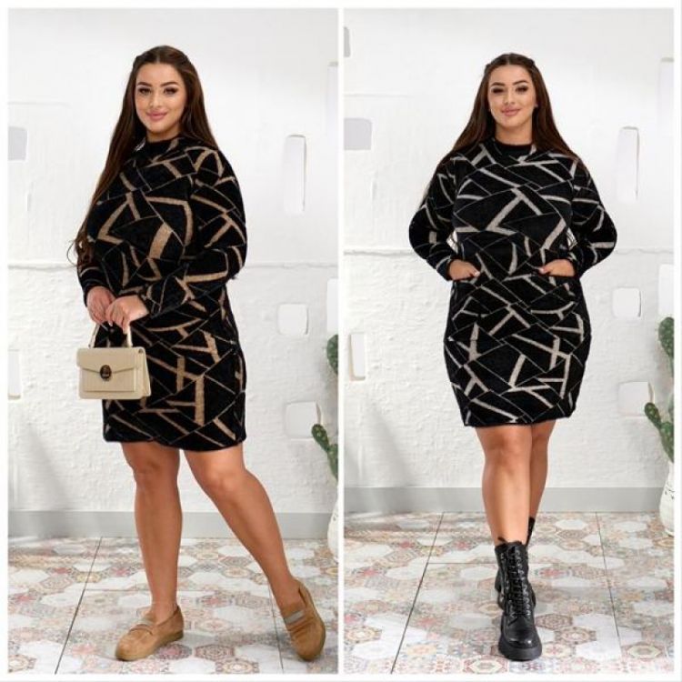Купить Платье Lola LL393 black-beige на obuv-plus.com.ua