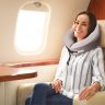 Купить Подушка дорожная ортопедическая IDEIA TRAVEL 27х26х17 см рогалик с эффектом памяти, охлаждающим трикотажем и сумкой на obuv-plus.com.ua