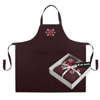 Купить Фартук для кухни IDEIA с вышивкой и карманом, з защитой от пятен, хлопок, для женщин и мужчин шоколад на obuv-plus.com.ua